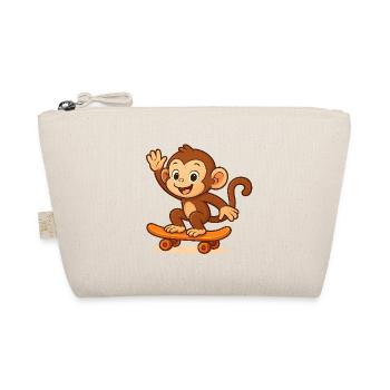 Playful monkey on skateboard - Organic Pouch - nature - Front