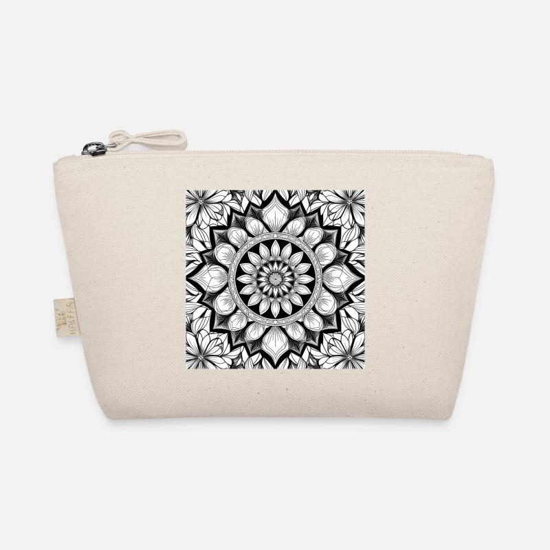 Blumenmuster Mandala Schwarz Weiß Bio-Täschchen