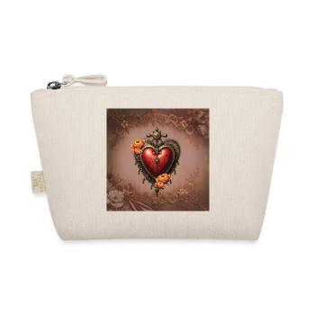 Vintage heart watch with silk flowers - Organic Pouch - nature - Front