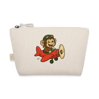 Laughing monkey in airplane with pilot goggles - Organic Pouch - nature - Front