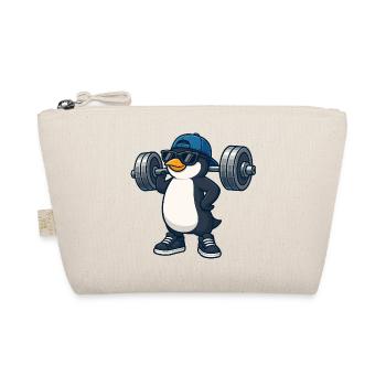 Pingouin cool avec haltère fitness musculation - Trousse biologique - nature - Devant