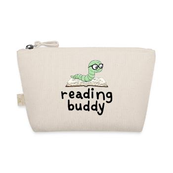 Reading friend Cute bookworm with book - Organic Pouch - nature - Front