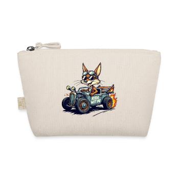 Vintage Fox Racer with Flames - Organic Pouch - nature - Front