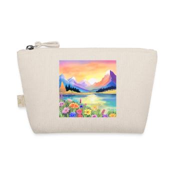 Sonnenuntergang über den Bergen, dem See und den Blumen - Bio-Täschchen - Natur - Vorne