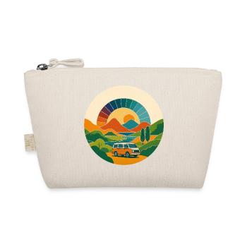 Retro Landscape with Van – Journey in the Sun Arc - Organic Pouch - nature - Front