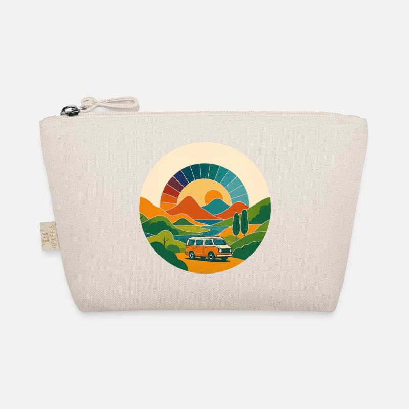Retro Landschaft mit Van – Reise im Sonnenbogen Bio-Täschchen