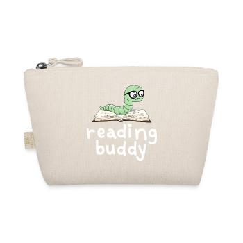 Reading friend Cute bookworm with book - Organic Pouch - nature - Front