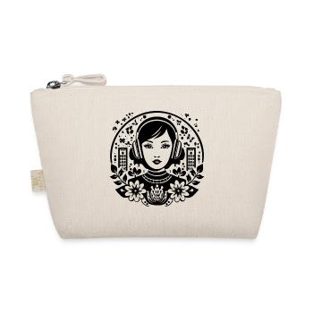 Modern woman with headphones – urban skyline - Organic Pouch - nature - Front
