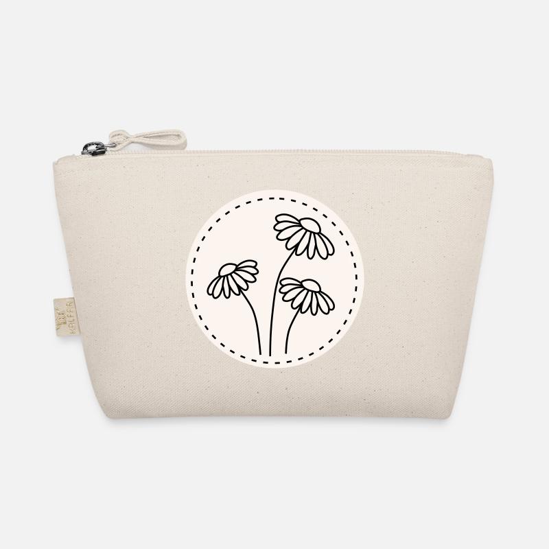 Gänseblümchen Line Art – Blumen Motiv Kreis Bio-Täschchen
