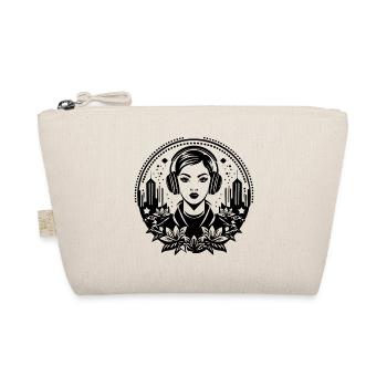 Urban Skyline Shirt – Woman with Headphones - Organic Pouch - nature - Front