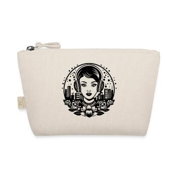 Hip-Hop flow rhyme – woman, headphones, record - Organic Pouch - nature - Front