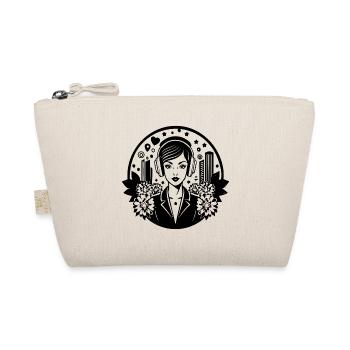 City Street Square – Woman, Headphones, House Row - Organic Pouch - nature - Front