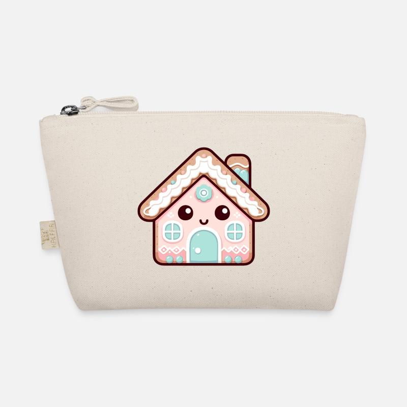 Kawaii Lebkuchenhaus Design - Bio-Täschchen - Natur