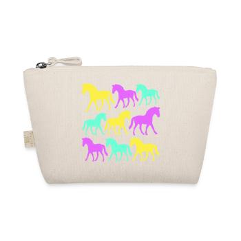 6 Pferde Silhouette Team Reiter reiten Freunde süß - Bio-Täschchen - Natur - Vorne
