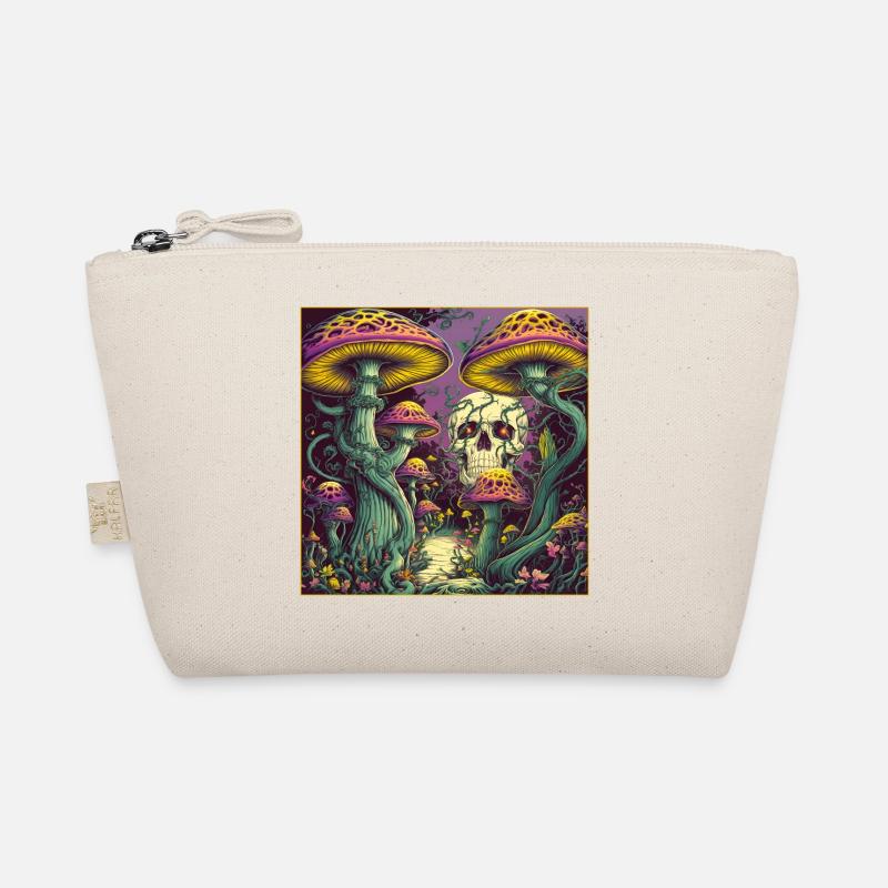Mushroom Forest Skull Design Organic Pouch