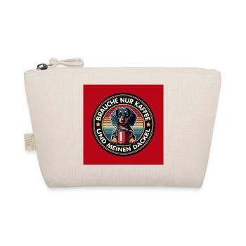 Dog dachshund with coffee cup humor motif - Organic Pouch - nature - Front