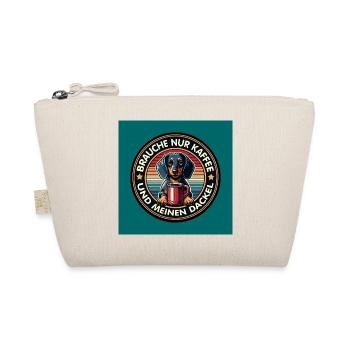 Dog dachshund with coffee cup humorous - Organic Pouch - nature - Front