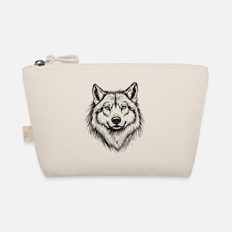 Wolfskopf Linienstyle Bio-Täschchen