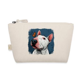 Cheerful bull terrier with butterfly - Organic Pouch - nature - Front