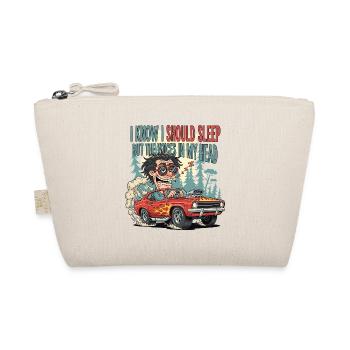 Sleepy Car Racer Cartoon Design - Organic Pouch - nature - Front