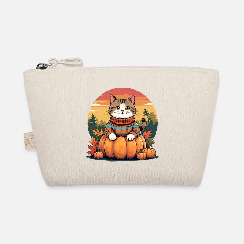 Chat d’automne sur citrouille – confortable et mignon Trousse biologique