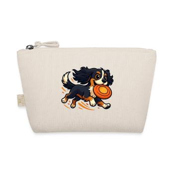 Cavalier King Charles cartoon with frisbee - Organic Pouch - nature - Front