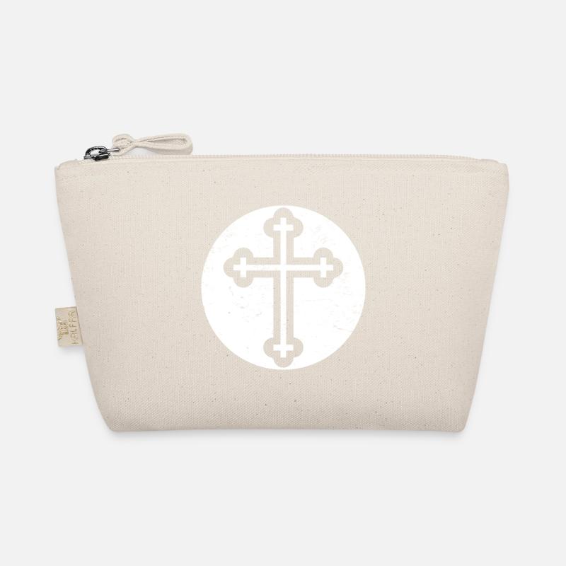 Bulgarian Orthodox Cross in White Circle Organic Pouch