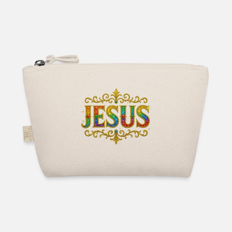 JESUS Glitzer Gold Pailletten - Bio-Täschchen - Natur