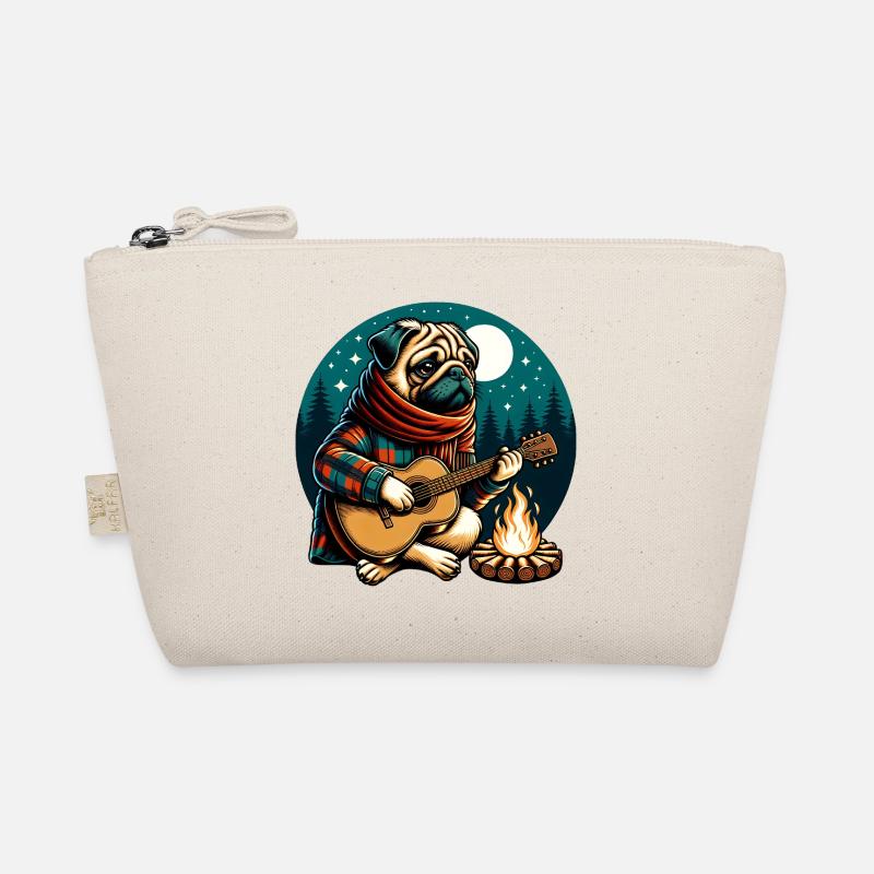 Pug with guitar at campfire in the forest Organic Pouch