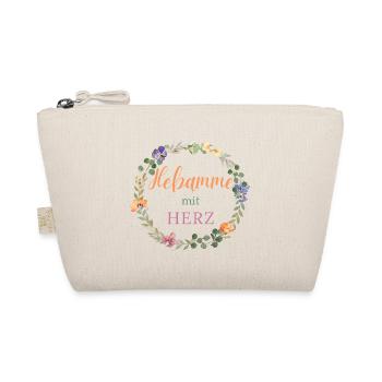 Hebamme mit Herz - florales Design -  - Bio-Täschchen - Natur - Vorne