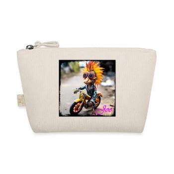 Bird-human doll with sun feather and motorcycle - Organic Pouch - nature - Front