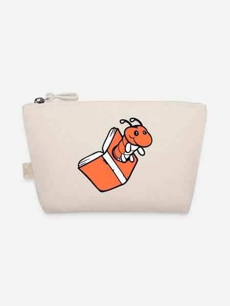 bookworm caterpillar nerd book hole geek worm read - Organic Pouch - nature - Front