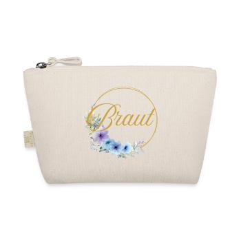 Team Braut! Kreis, Floral, Blau, Lila, Gold - Bio-Täschchen - Natur - Vorne