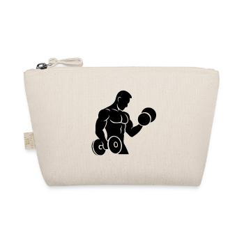Muscle man doing strength training - Organic Pouch - nature - Front