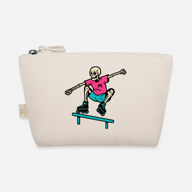 Neon skeleton grinds on inline skates Organic Pouch