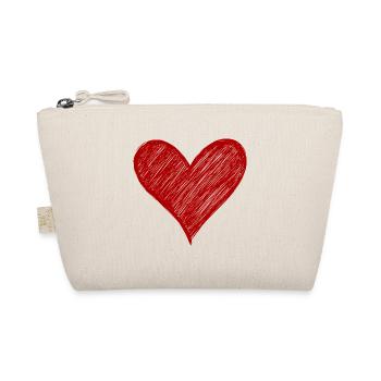 Heart drawing in red ink - Organic Pouch - nature - Front