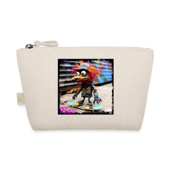 Skateboard Streetart Fantasievogel  bunte Mütze - Bio-Täschchen - Natur - Vorne