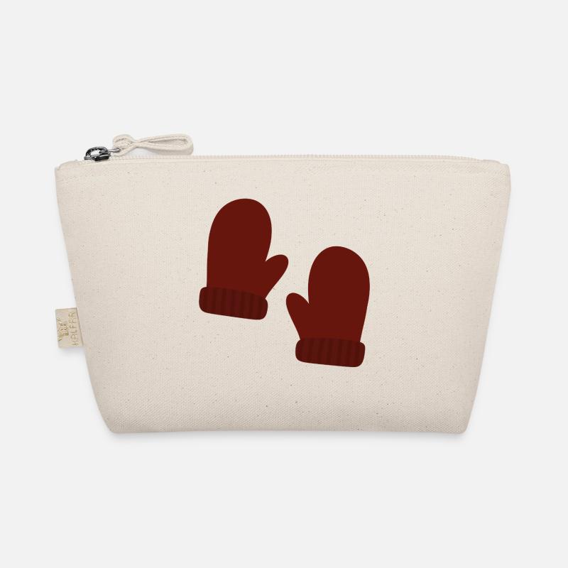 Cozy Winter Mittens Illustration - Organic Pouch - nature