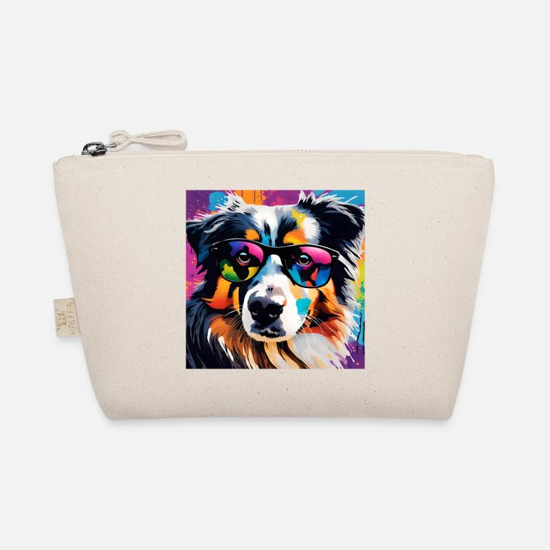 Australian Shepherd bunt Aussi - Bio-Täschchen - Natur