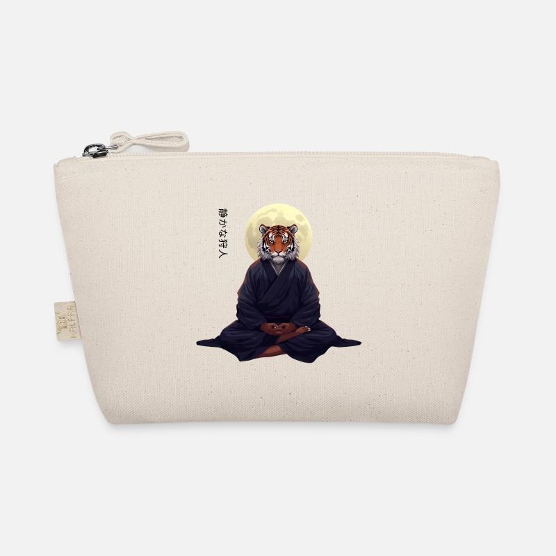 Tiger Monk – Sumi-e Zen Kunst Strength Within - Bio-Täschchen - Natur
