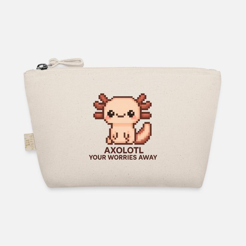 Pixelart Axolotl mit Witztext - Bio-Täschchen - Natur