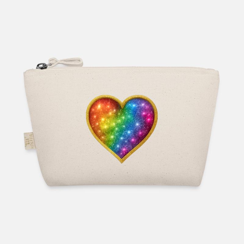 Galaxy Heart with Gold Outline Organic Pouch