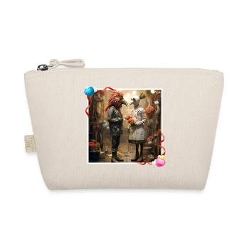 Couple amoureux, demande en mariage, masques d'oiseaux, fleuriste - Trousse biologique - nature - Devant