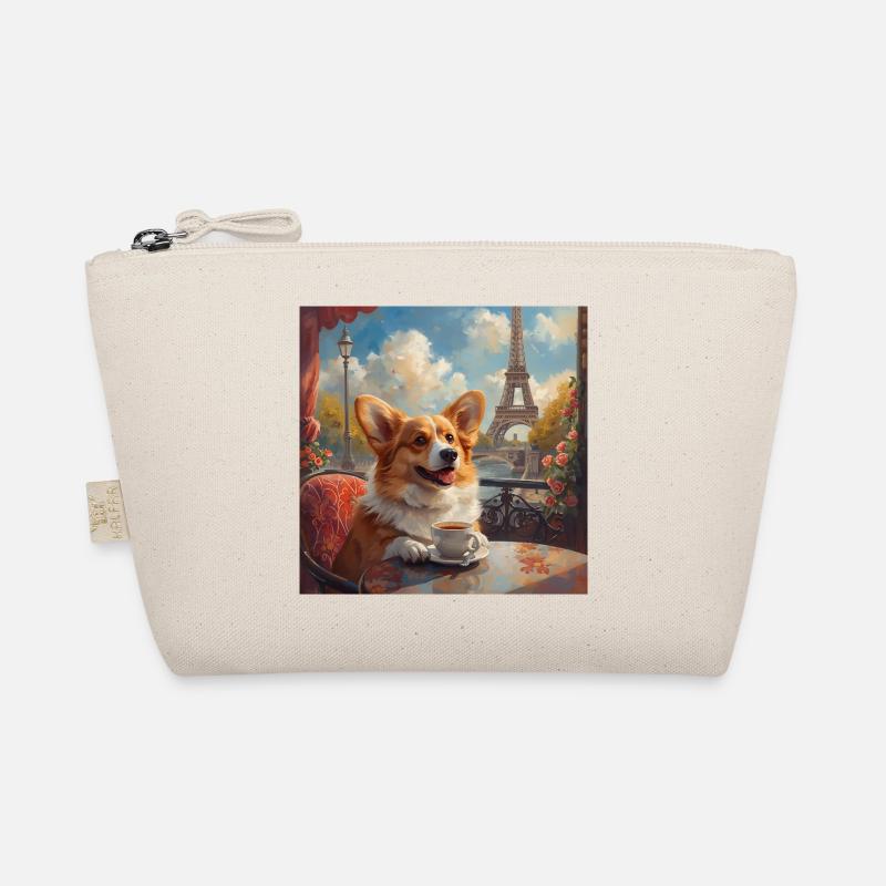 Corgi buvant du café devant la Tour Eiffel à Paris Trousse biologique