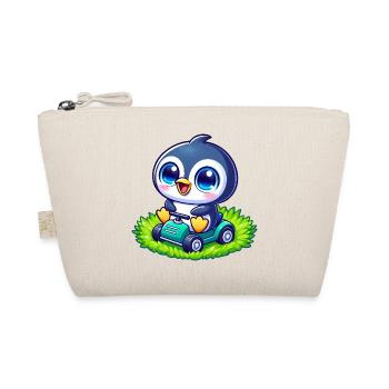 Cute penguin with lawn mower in horticulture - Organic Pouch - nature - Front