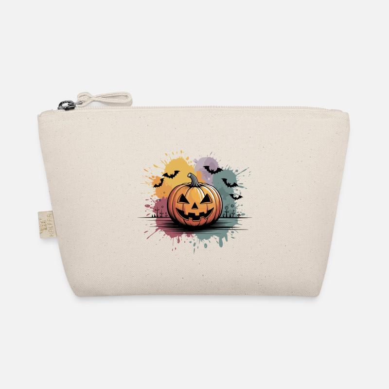 Halloween Kürbislaterne mit Gesichtsdesign Bio-Täschchen