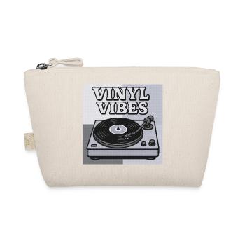 Vinyl Vibes Retro Turntable Design - Organic Pouch - nature - Front