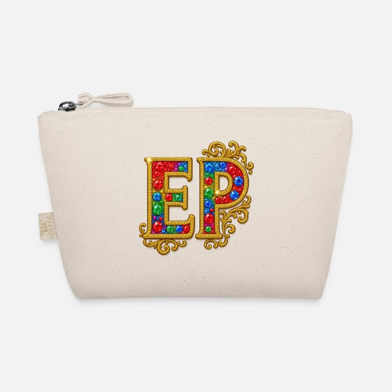 Glitzernder Buchstabe E mit Goldrahmen Bio-Täschchen