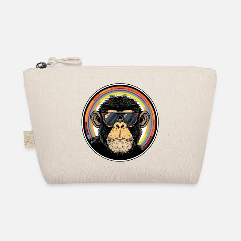 Cool monkey with retro style sunglasses Organic Pouch