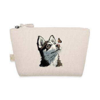 Chiot husky curieux et papillon - Trousse biologique - nature - Devant